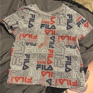 Fila Kids Gray Tee with Red and Blue Graphics